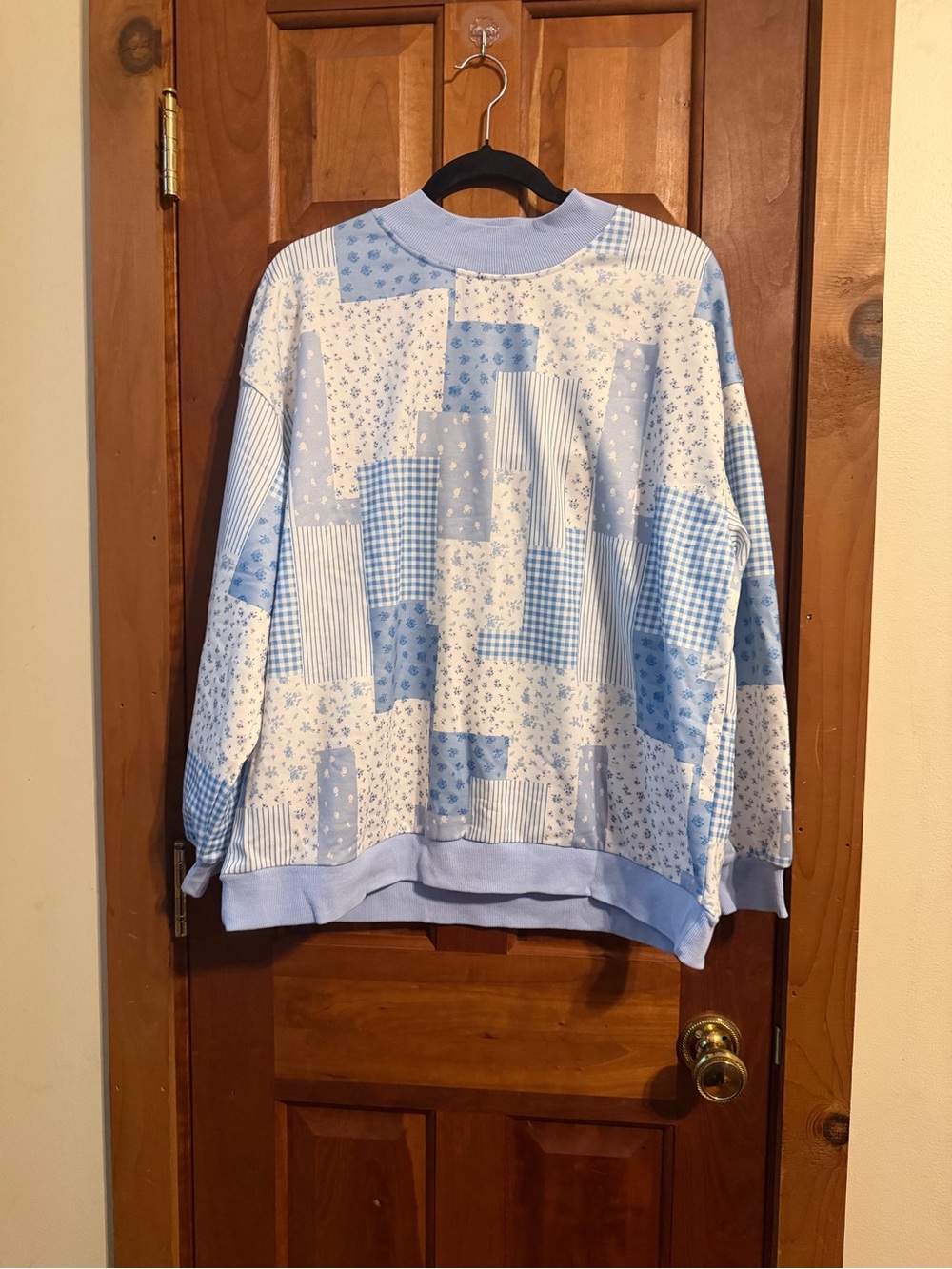 Light Blue Patchwork-Women’s Two Piece Set
